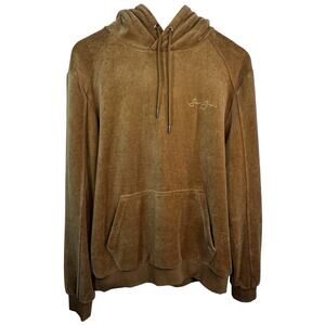 Sean John Velour Hoodie Men's Sz M Bronze Hip Hop Punk Zip Up Logo Y2K 90s